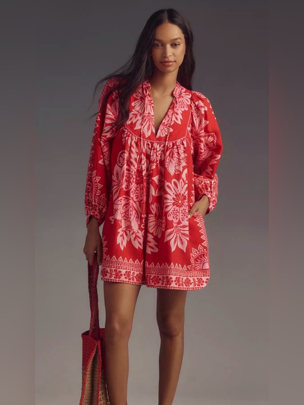 Farm Rio Flora Tapestry Mini Dress with Pockets XS